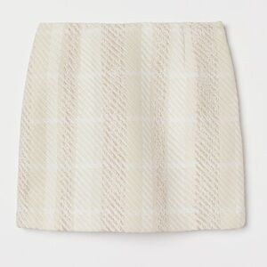 Light beige textured mini skirt H&M